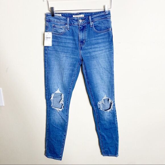 Levi High Rise Skinny Jeans Distressed Ripped 26 - Picture 1 of 9